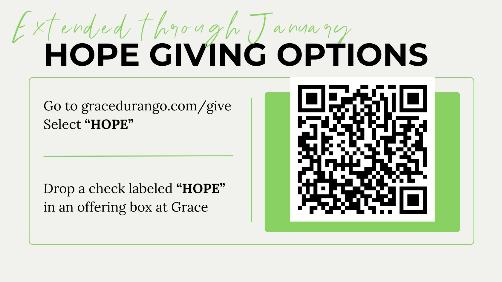 Hope Offering Update